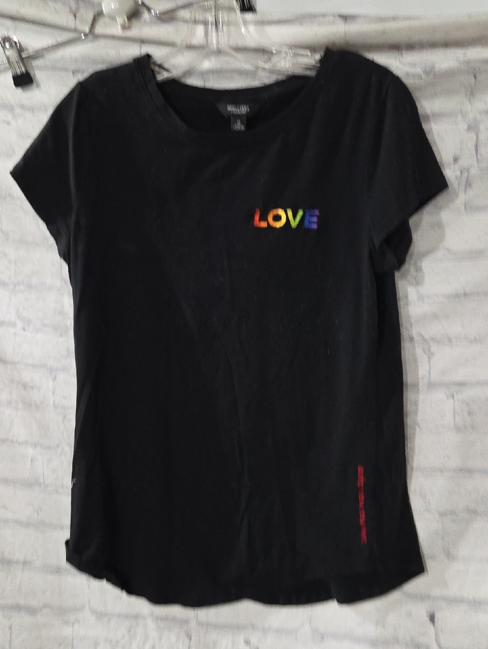 Black 'Love' Graphic Tee With Rainbow Lettering